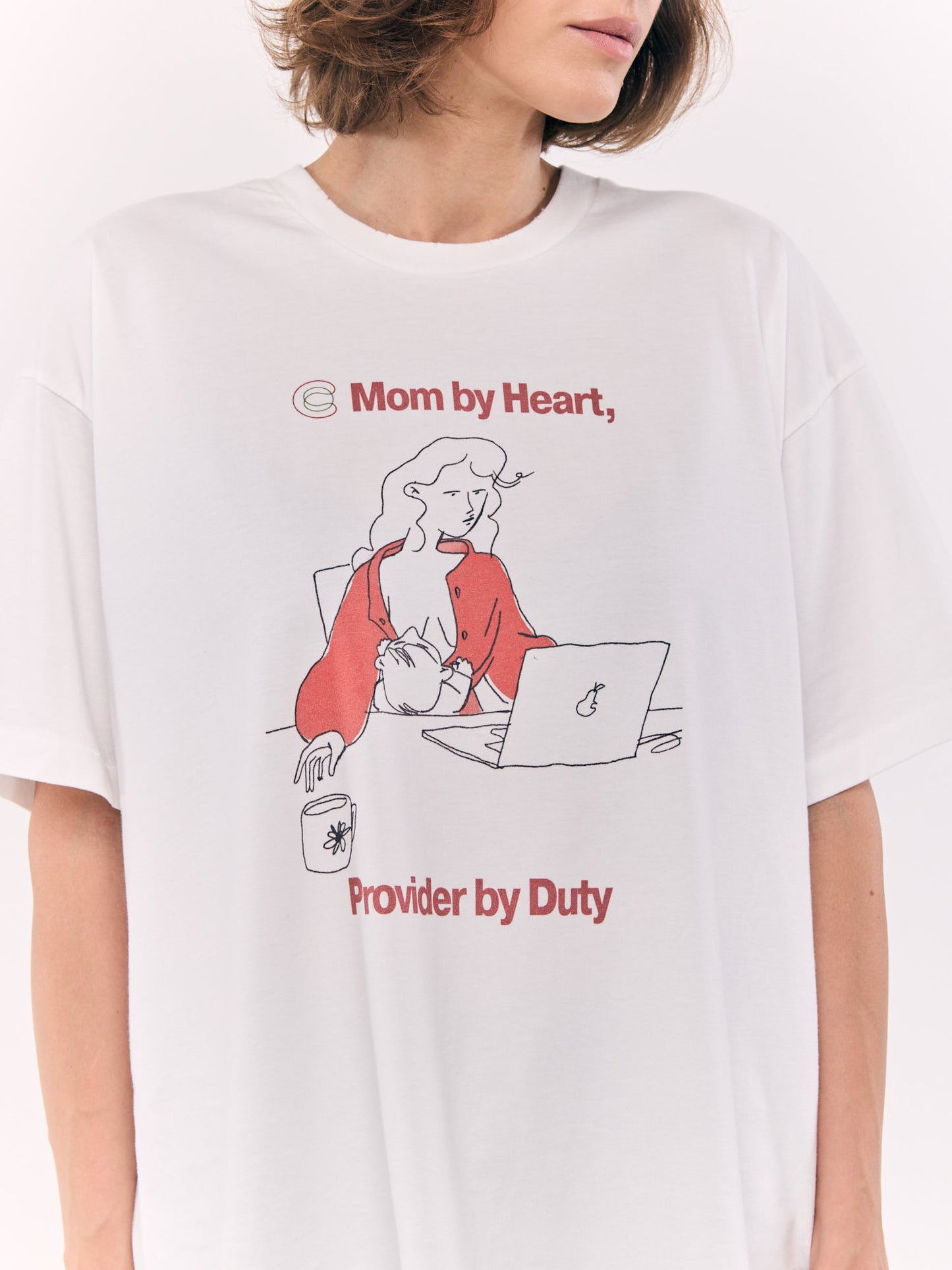 Red Illustrated T-Shirt for moms