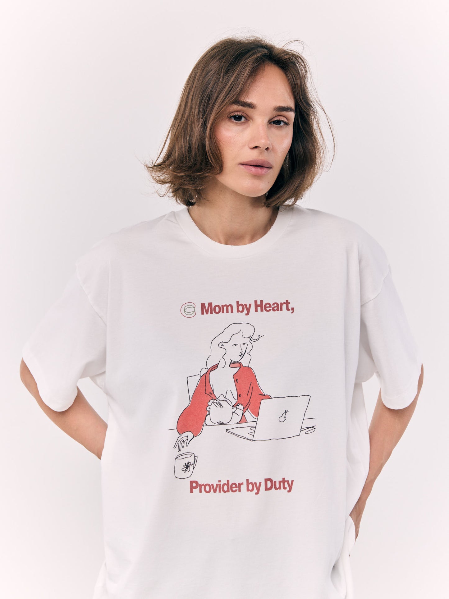 Red Illustrated T-Shirt for moms
