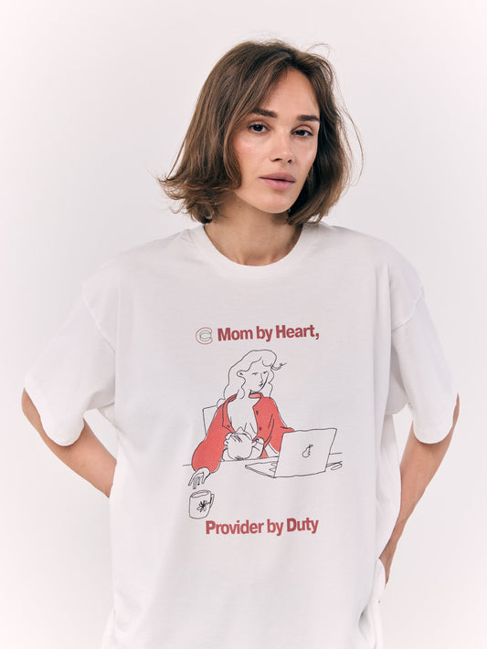 Red Illustrated T-Shirt for moms