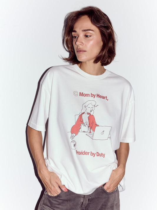 Red Illustrated T-Shirt for moms